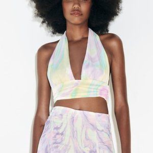 NWT ZARA Pastel Tie Dye Halter Top